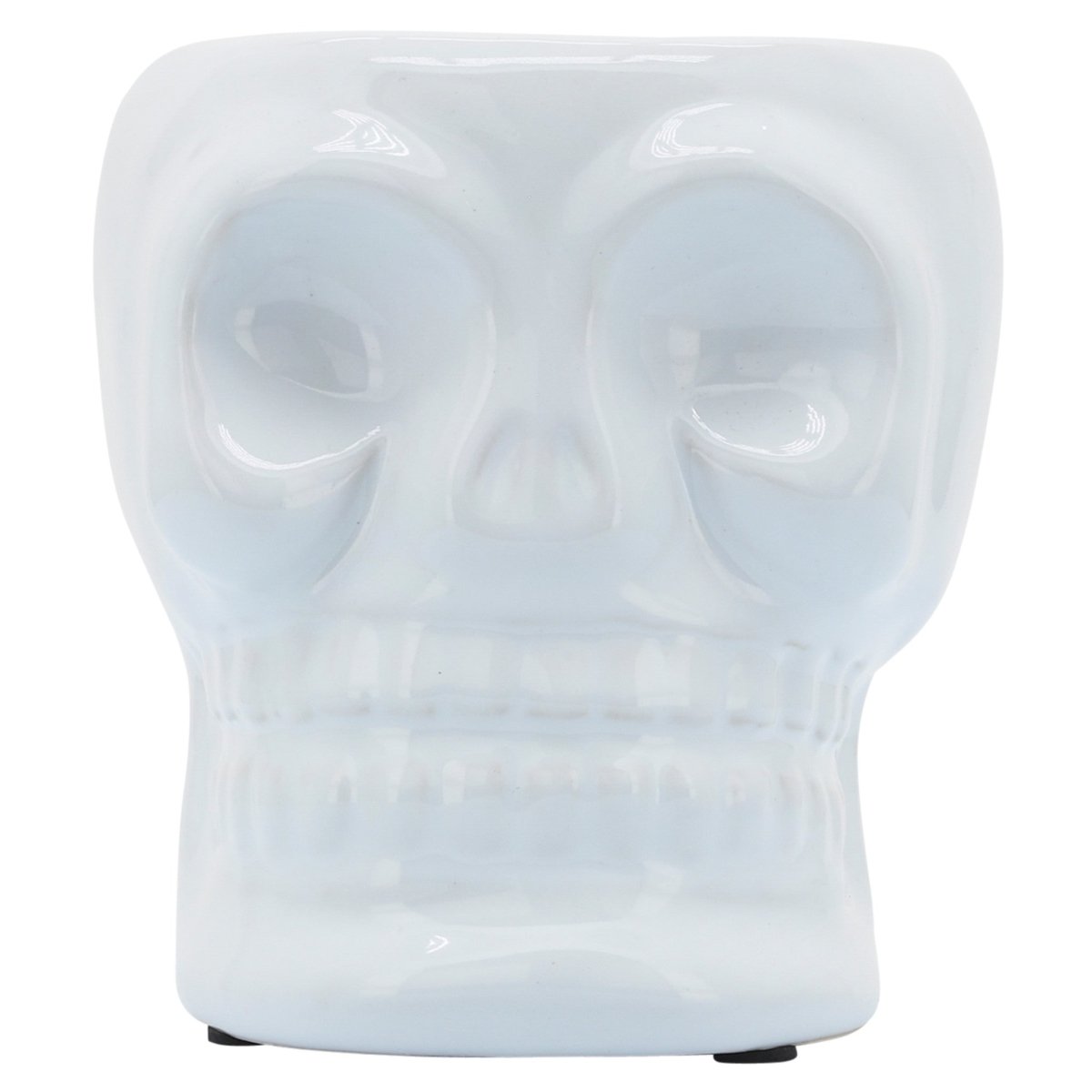 Sagebrook Home Decorative White Ceramic Skull Vase with Glossy Finish, 5" - lily & onyx