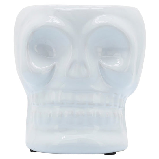 Load image into Gallery viewer, Sagebrook Home Decorative White Ceramic Skull Vase with Glossy Finish, 5&amp;quot; - lily &amp;amp; onyx
