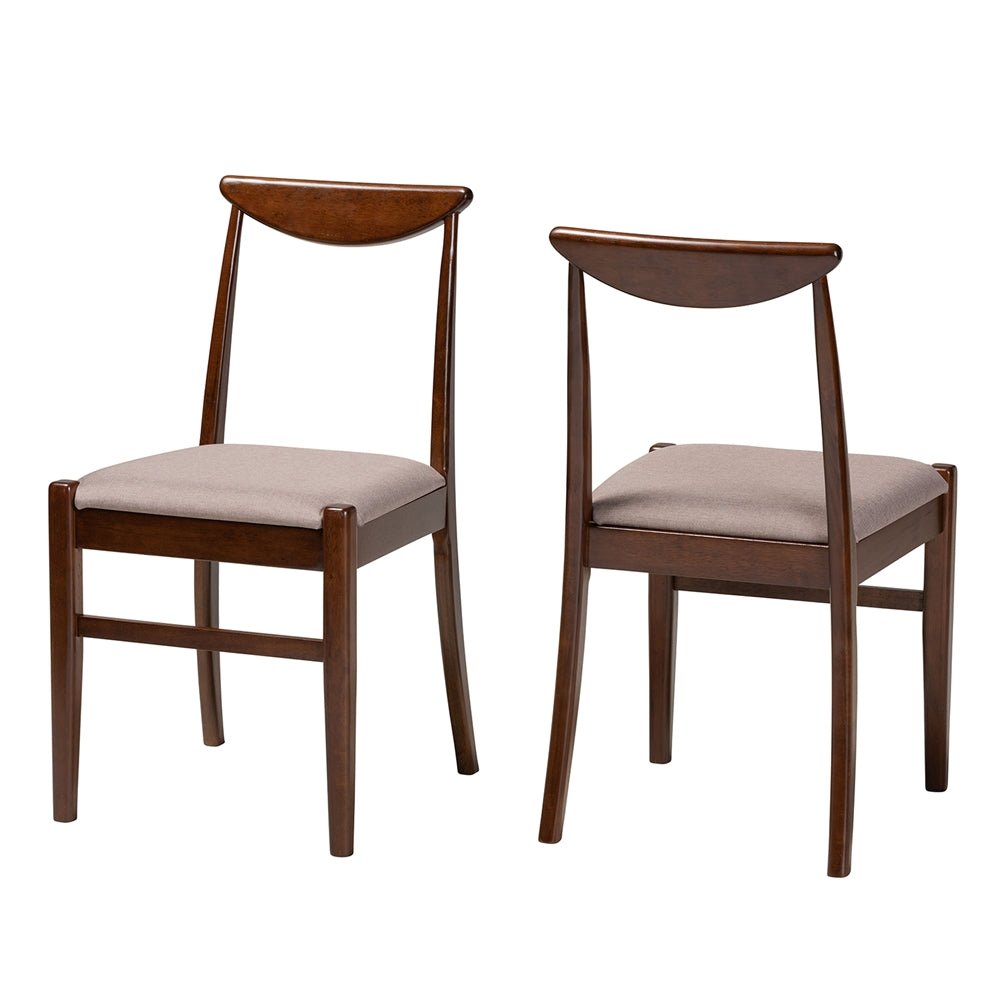 
                      
                        Baxton Studio Delphina Mid-Century Modern Upholstered Fabric & Dark Brown Wood 2-Piece Dining Chair Set - lily & onyx
                      
                    