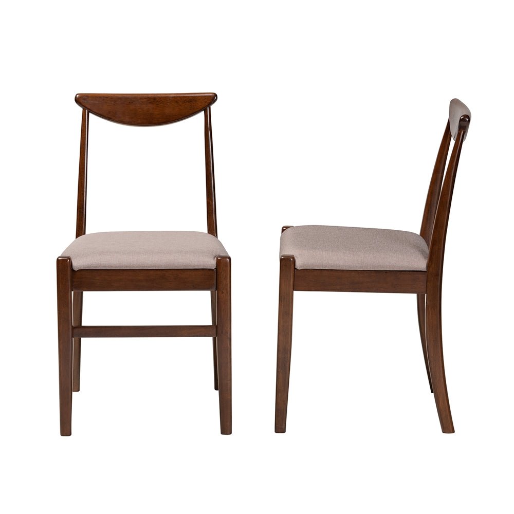 
                      
                        Baxton Studio Delphina Mid-Century Modern Upholstered Fabric & Dark Brown Wood 2-Piece Dining Chair Set - lily & onyx
                      
                    