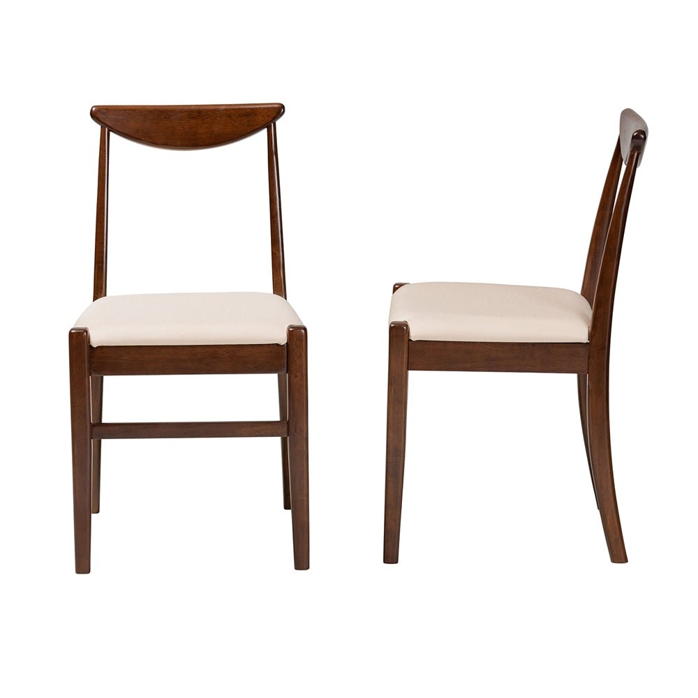 
                      
                        Baxton Studio Delphina Mid-Century Modern Upholstered Fabric & Dark Brown Wood 2-Piece Dining Chair Set - lily & onyx
                      
                    