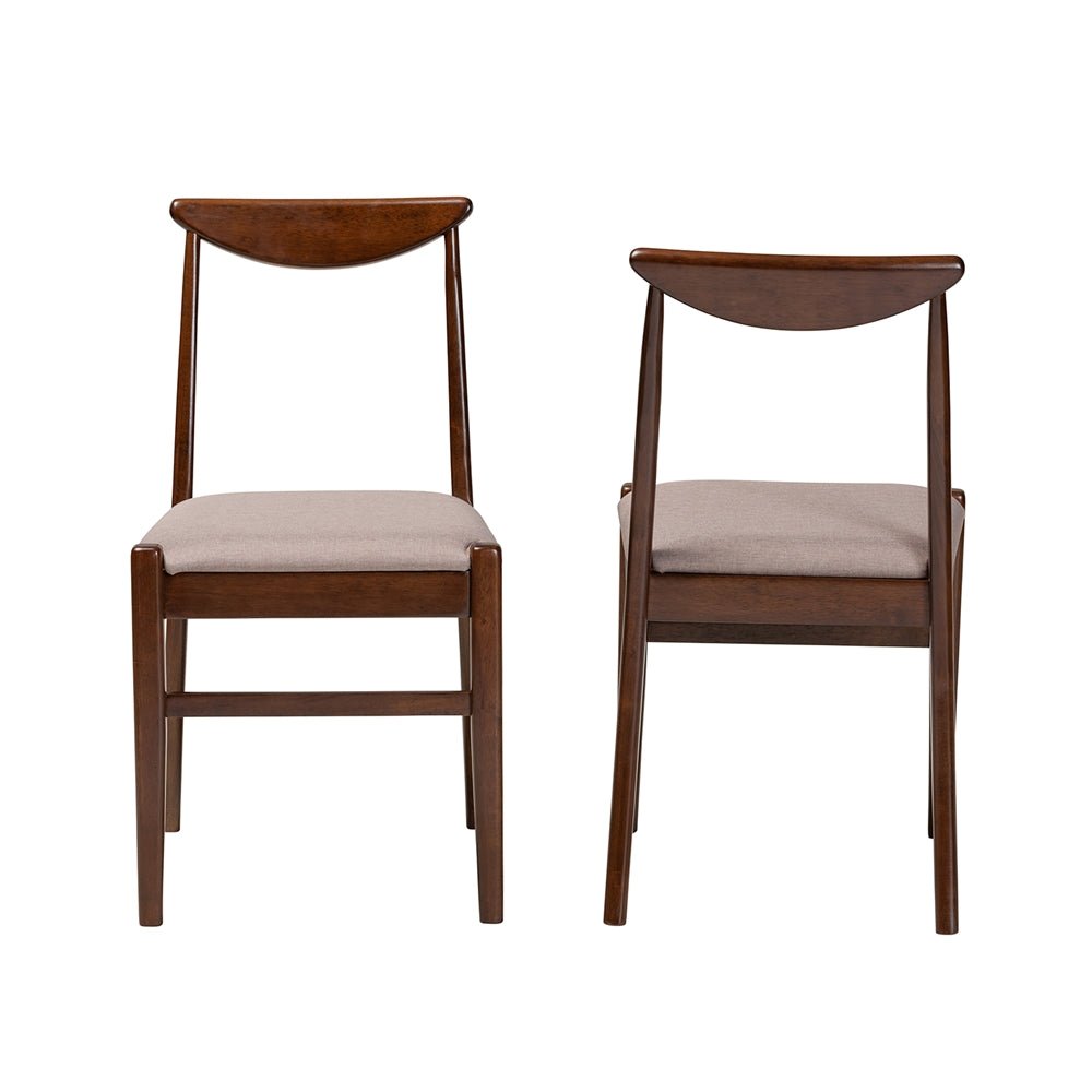 
                      
                        Baxton Studio Delphina Mid-Century Modern Upholstered Fabric & Dark Brown Wood 2-Piece Dining Chair Set - lily & onyx
                      
                    