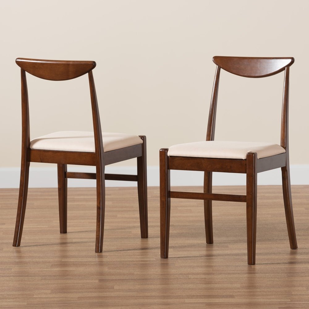 
                      
                        Baxton Studio Delphina Mid-Century Modern Upholstered Fabric & Dark Brown Wood 2-Piece Dining Chair Set - lily & onyx
                      
                    