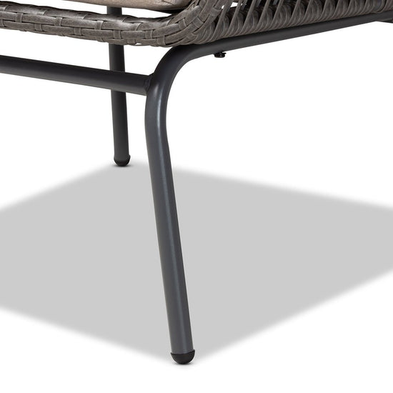 Baxton Studio Dermot Modern & Contemporary Beige Fabric & Grey Synthetic Rattan 2 Piece Patio Chair Set - lily & onyx