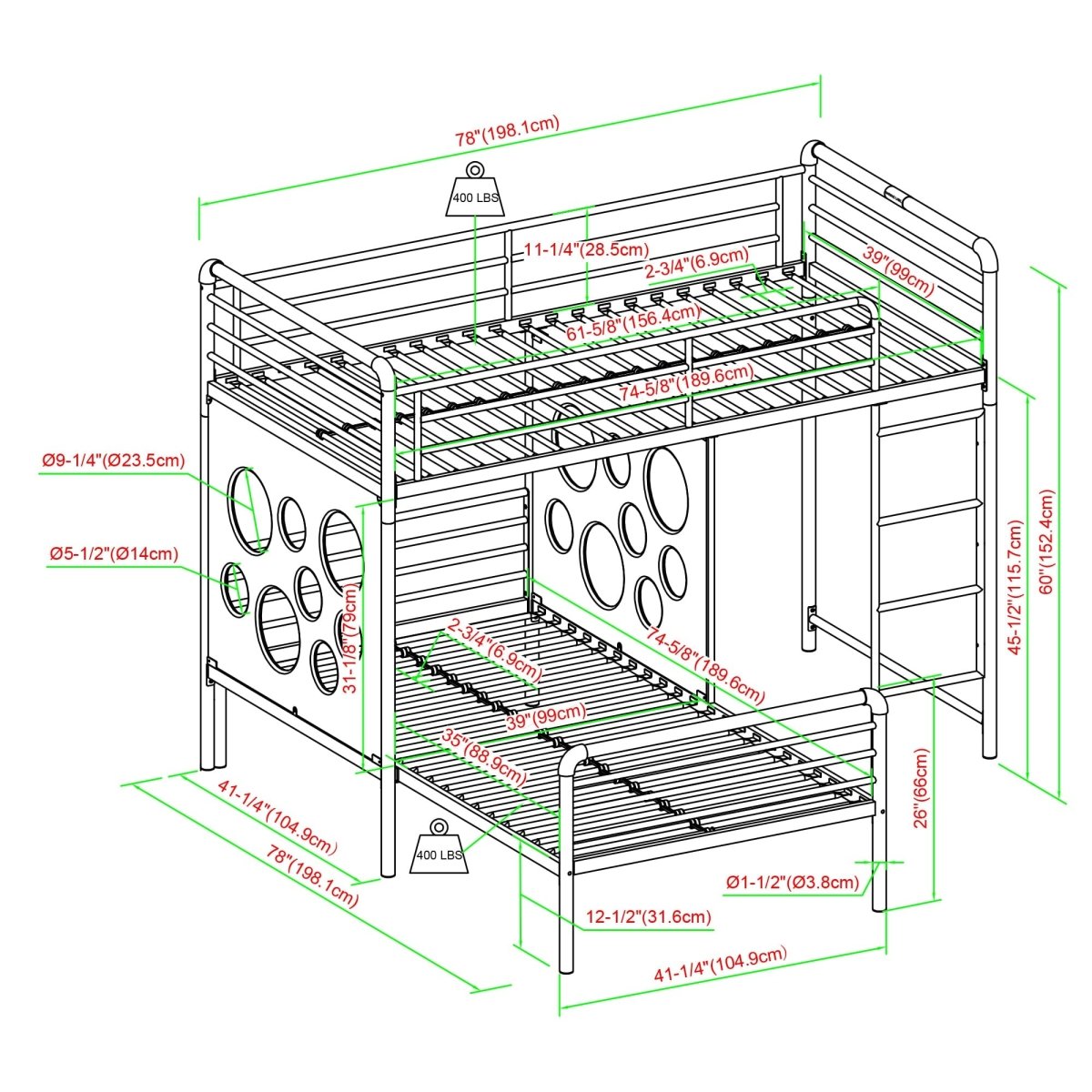 Walker Edison Devan 60" L-Shape Bunk Bed with Cut Out Panels - lily & onyx