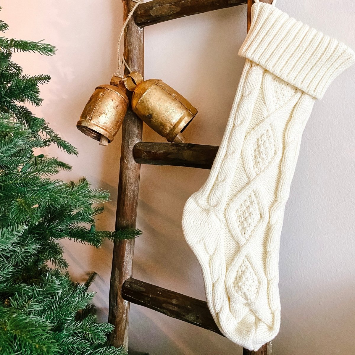 Load image into Gallery viewer, Busa Designs Diamond Knitted Christmas Stocking - lily &amp;amp; onyx
