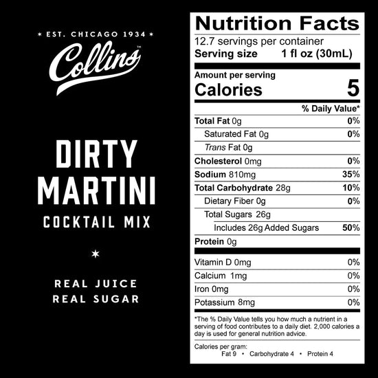 Collins Dirty Martini Cocktail Mix, 12.7 Oz - lily & onyx