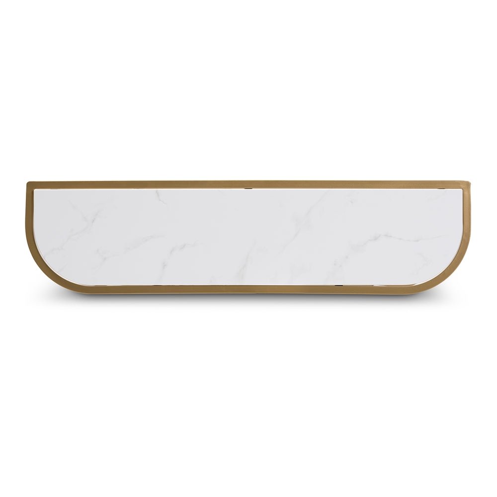 Baxton Studio Dominic Modern And Contemporary Gold Metal Console Table With Faux Marble Tabletop - lily & onyx