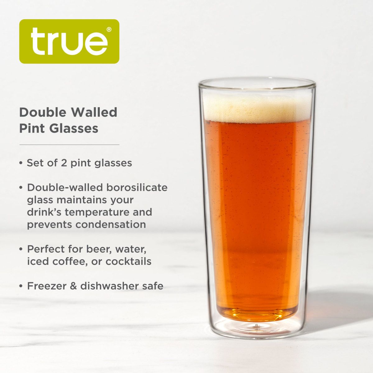 Glass Freeze Beer Glass Set of 2