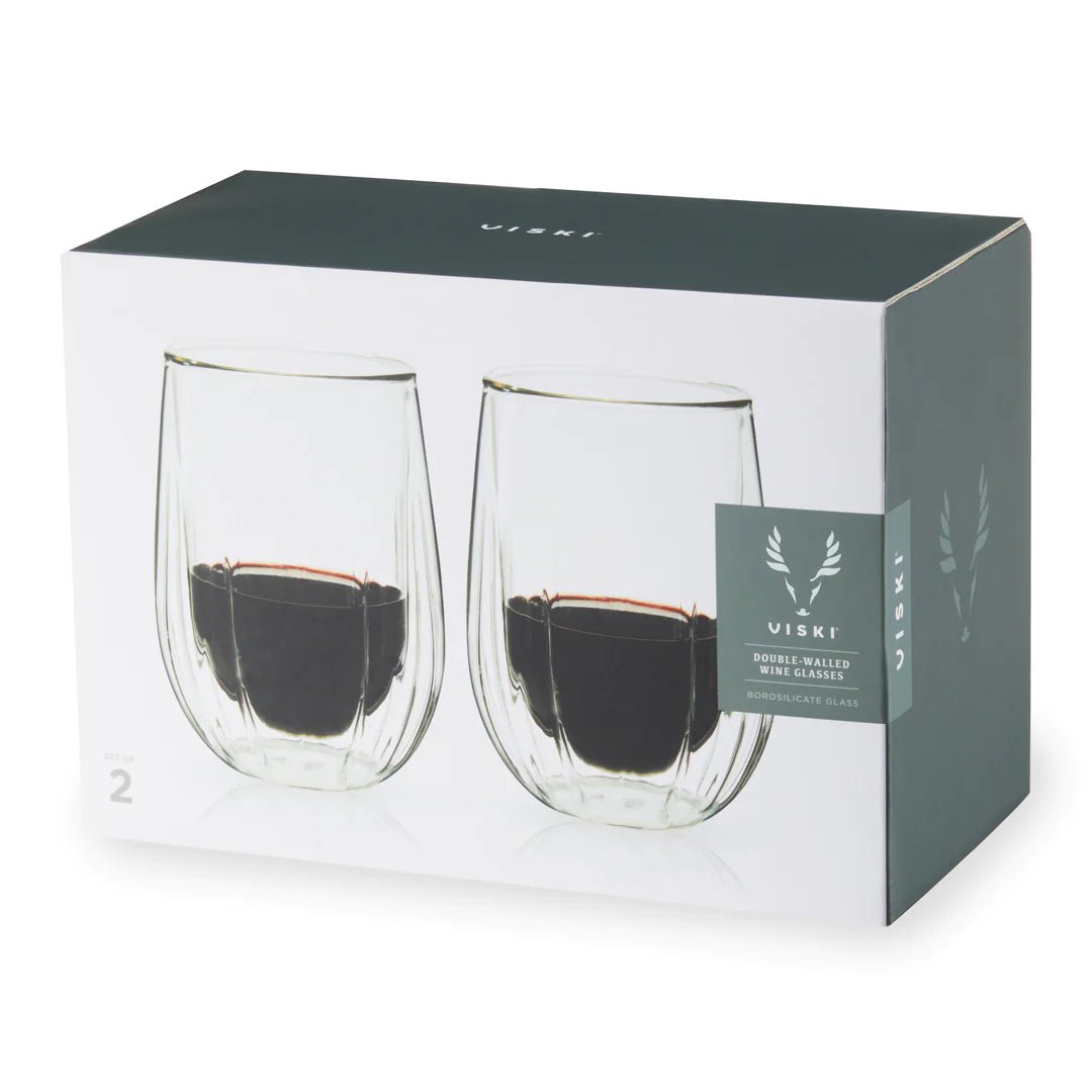 Viski Double Walled Wine Glasses, Set of 2 - lily & onyx