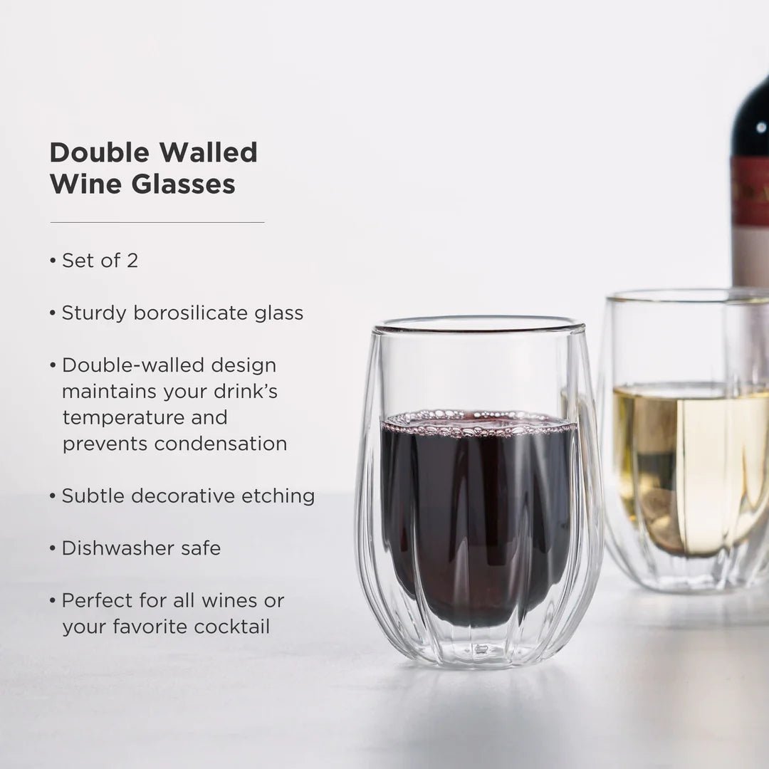 Viski Double Walled Wine Glasses, Set of 2 - lily & onyx