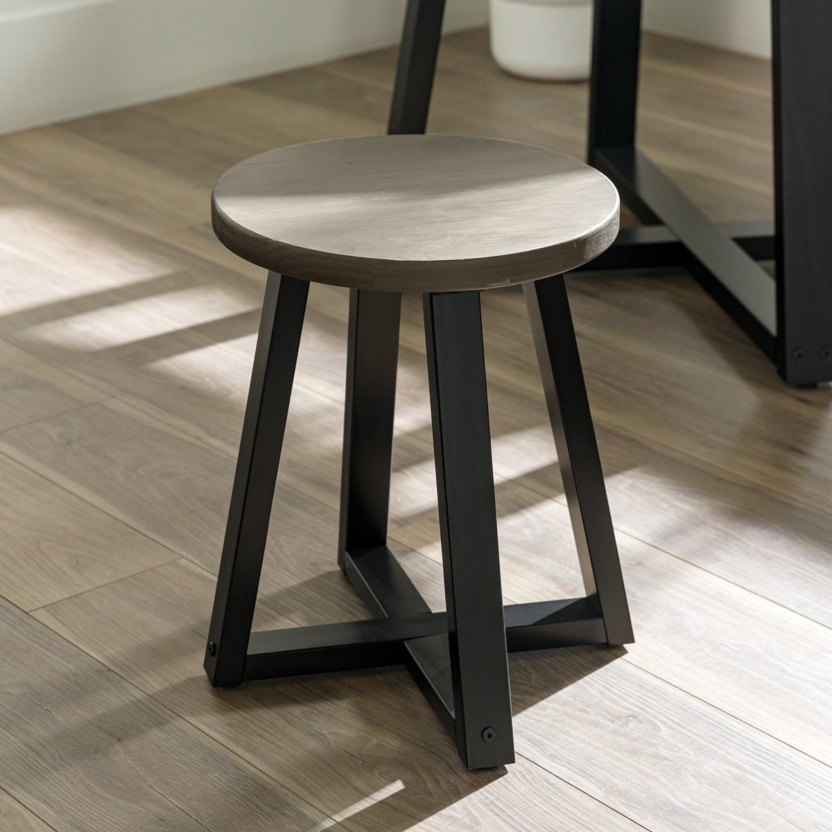Walker Edison Durango 18" Distressed Wood Kitchen Stool, Set of 2