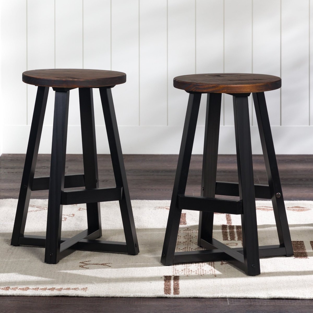 Walker Edison Durango 24" Distressed Wood Counter Stool - lily & onyx