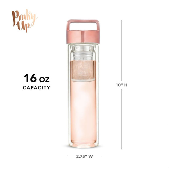 Pinky Up Dylan™ Rose Gold Glass Travel Infuser Mug - lily & onyx