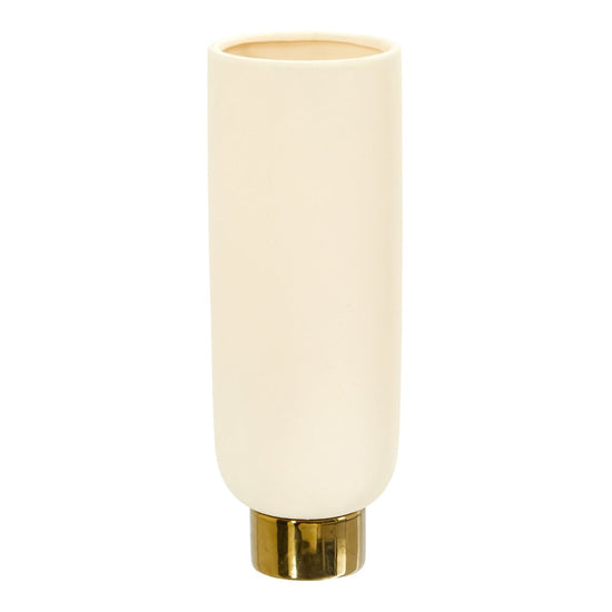 Nearly Natural Elegance Ceramic Cylinder Vase With Gold Accents, 12.75"H - lily & onyx