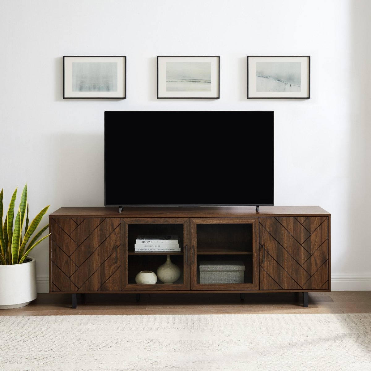 Walker Edison Ella Herringbone TV Stand - lily & onyx