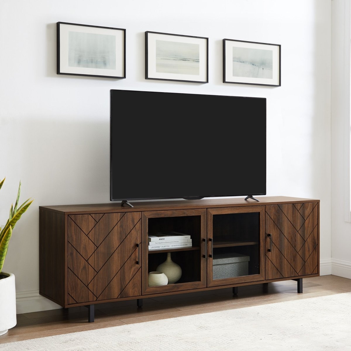 Walker Edison Ella Herringbone TV Stand - lily & onyx