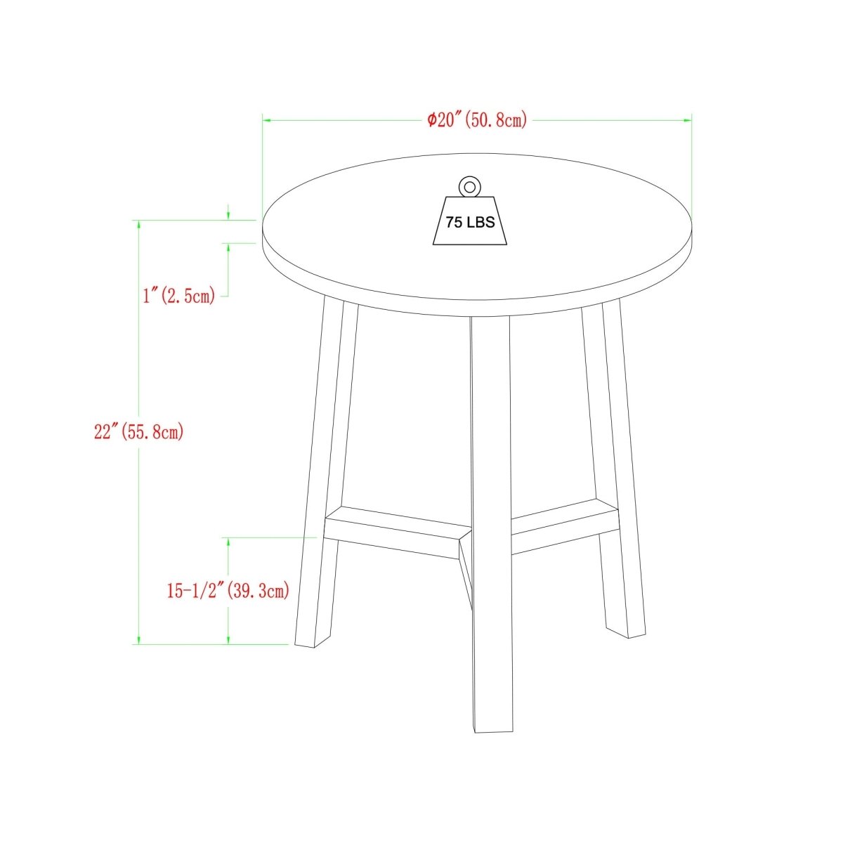 Walker Edison Emerson Simple 3-Leg Round Side Table - lily & onyx