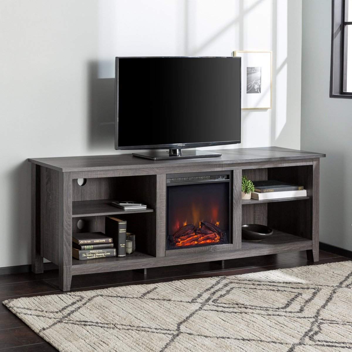 Walker Edison Essential Fireplace TV Stand - lily & onyx