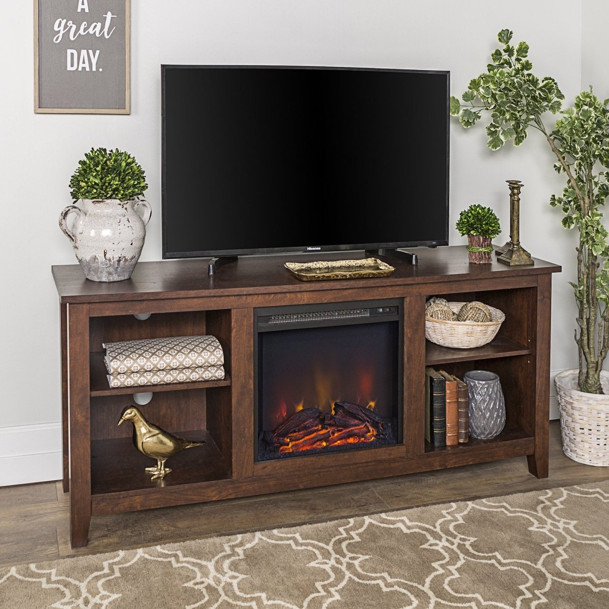 Walker Edison Essential Fireplace TV Stand - lily & onyx