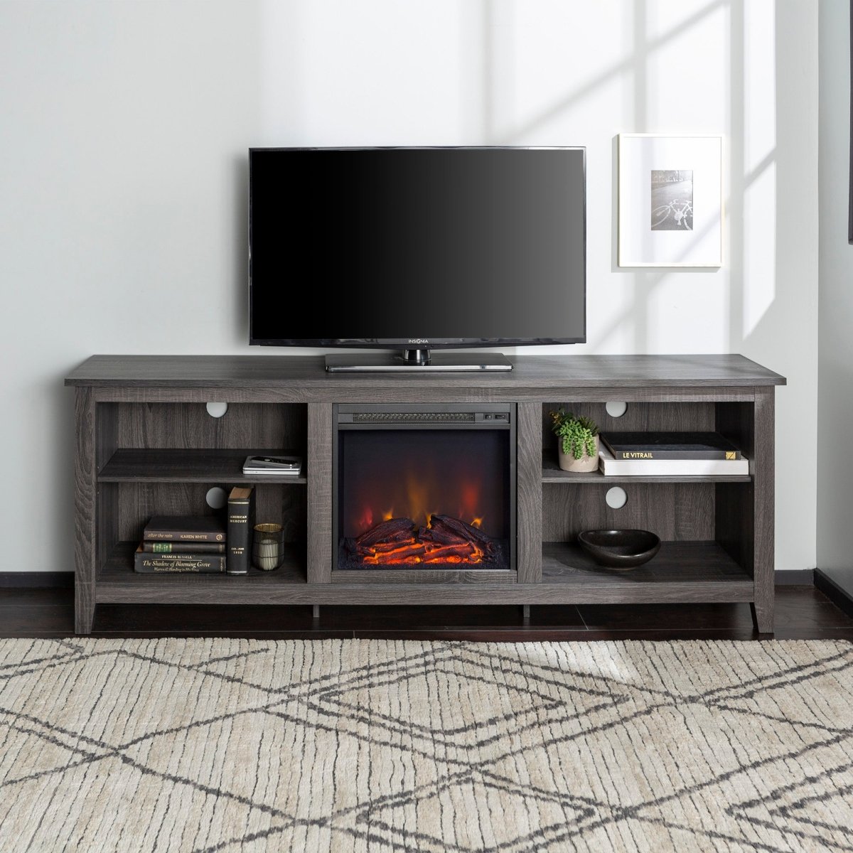 Walker Edison Essential Fireplace TV Stand - lily & onyx