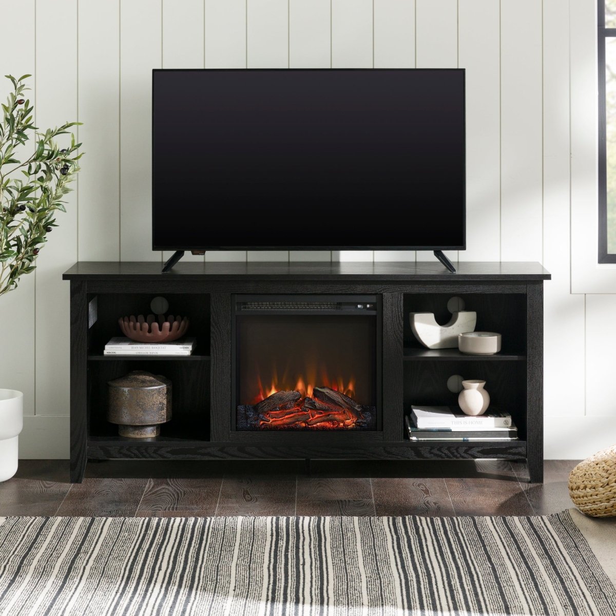 Walker Edison Essential Fireplace TV Stand - lily & onyx