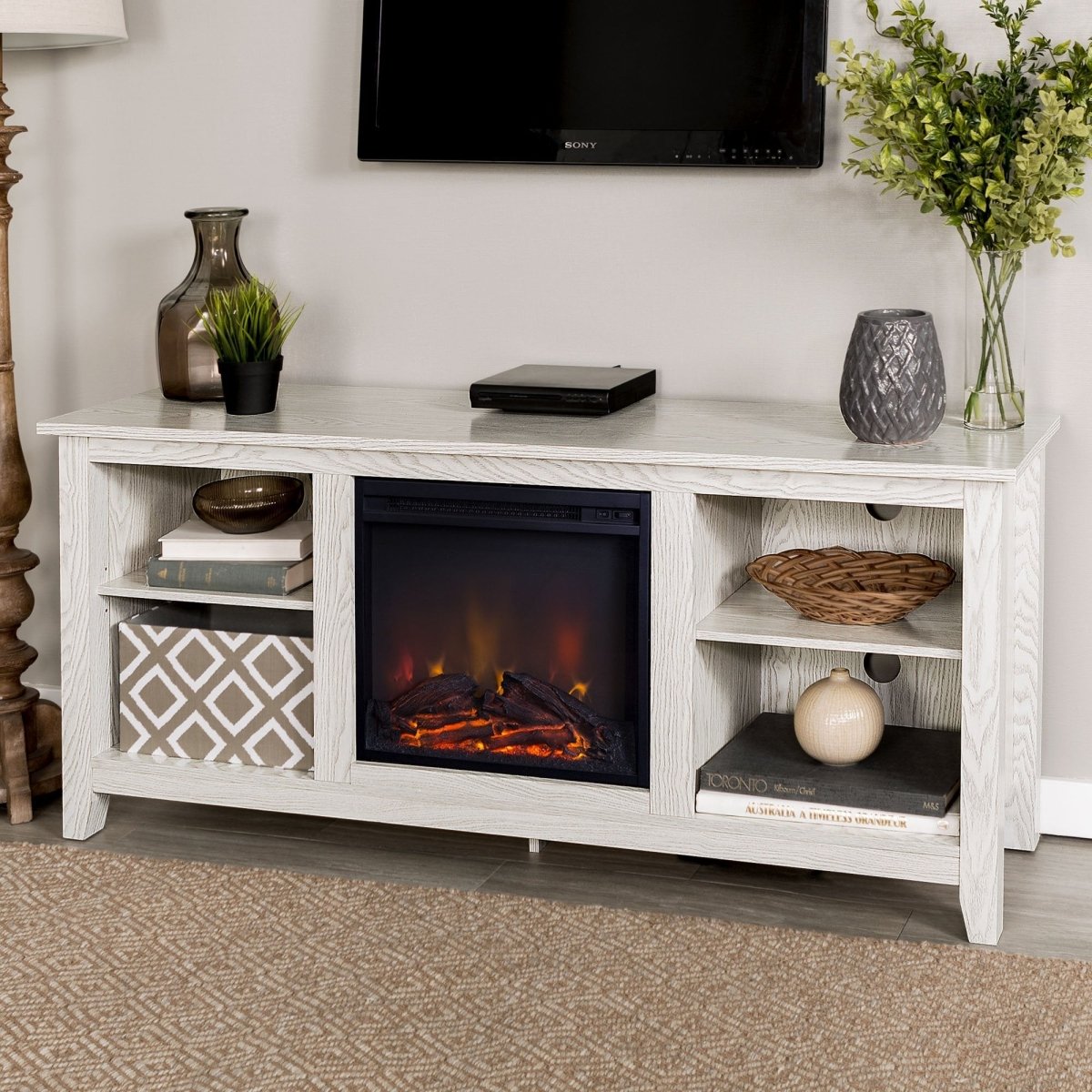 Walker Edison Essential Fireplace TV Stand - lily & onyx