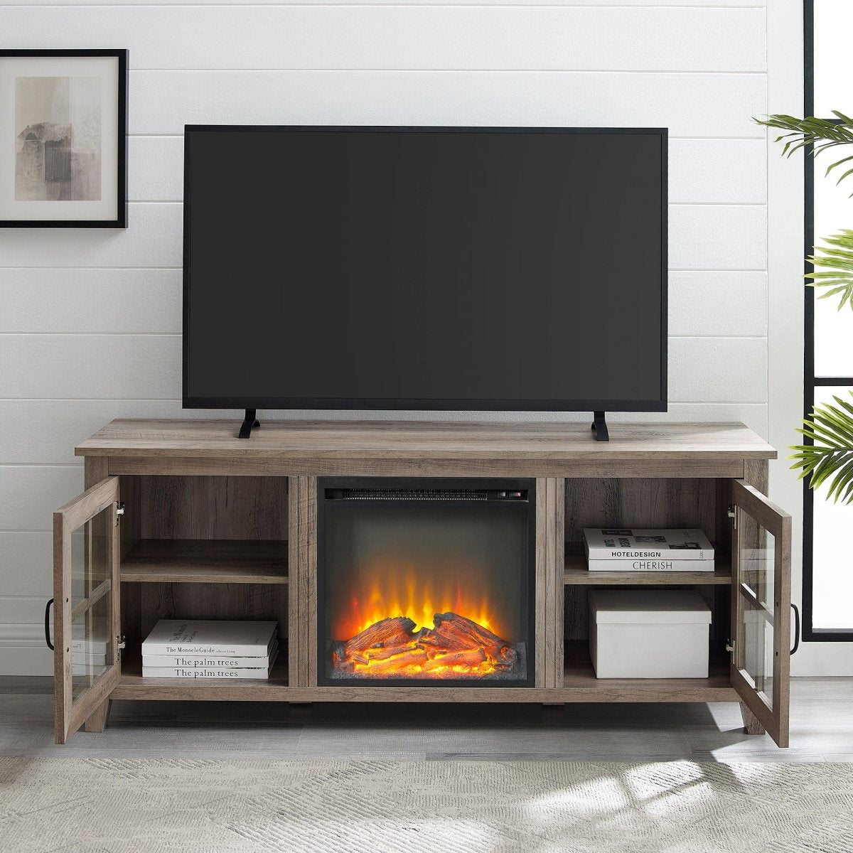 Walker Edison Essential Fireplace TV Stand - lily & onyx