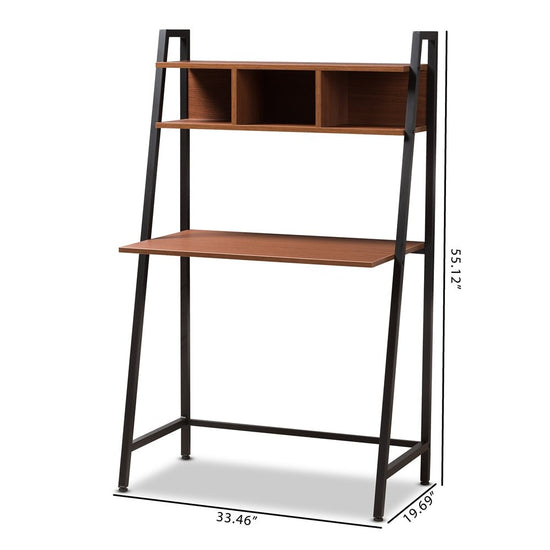Baxton Studio Ethan Rustic Industrial Style Brown Wood And Metal Desk - lily & onyx