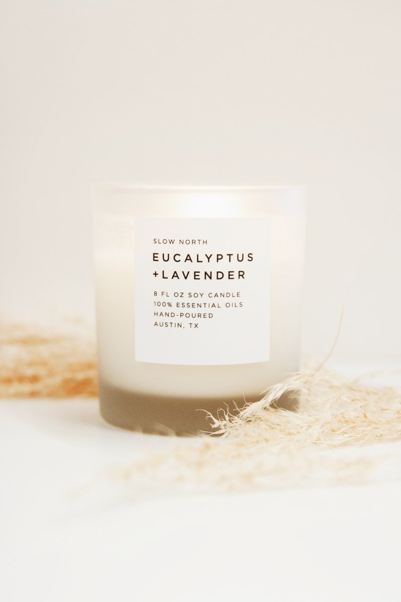 Slow North Eucalyptus + Lavender Frosted Candle, 8 oz - lily & onyx