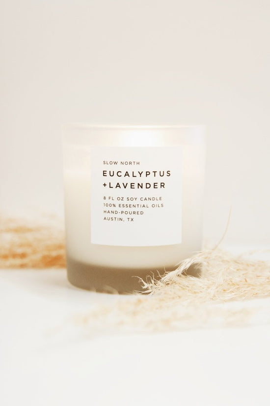 Slow North Eucalyptus + Lavender Frosted Candle, 8 oz - lily & onyx