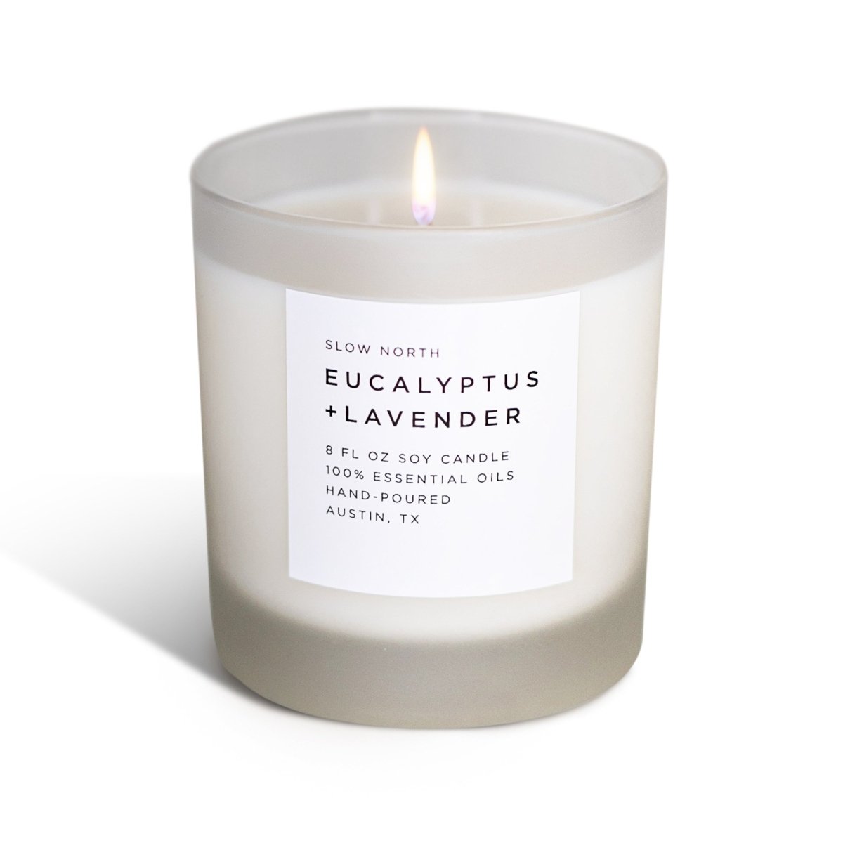 Slow North Eucalyptus + Lavender Frosted Candle, 8 oz - lily & onyx