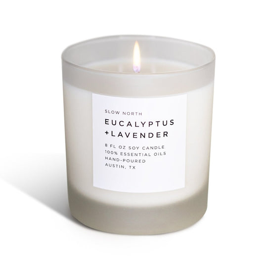 Slow North Eucalyptus + Lavender Frosted Candle, 8 oz - lily & onyx