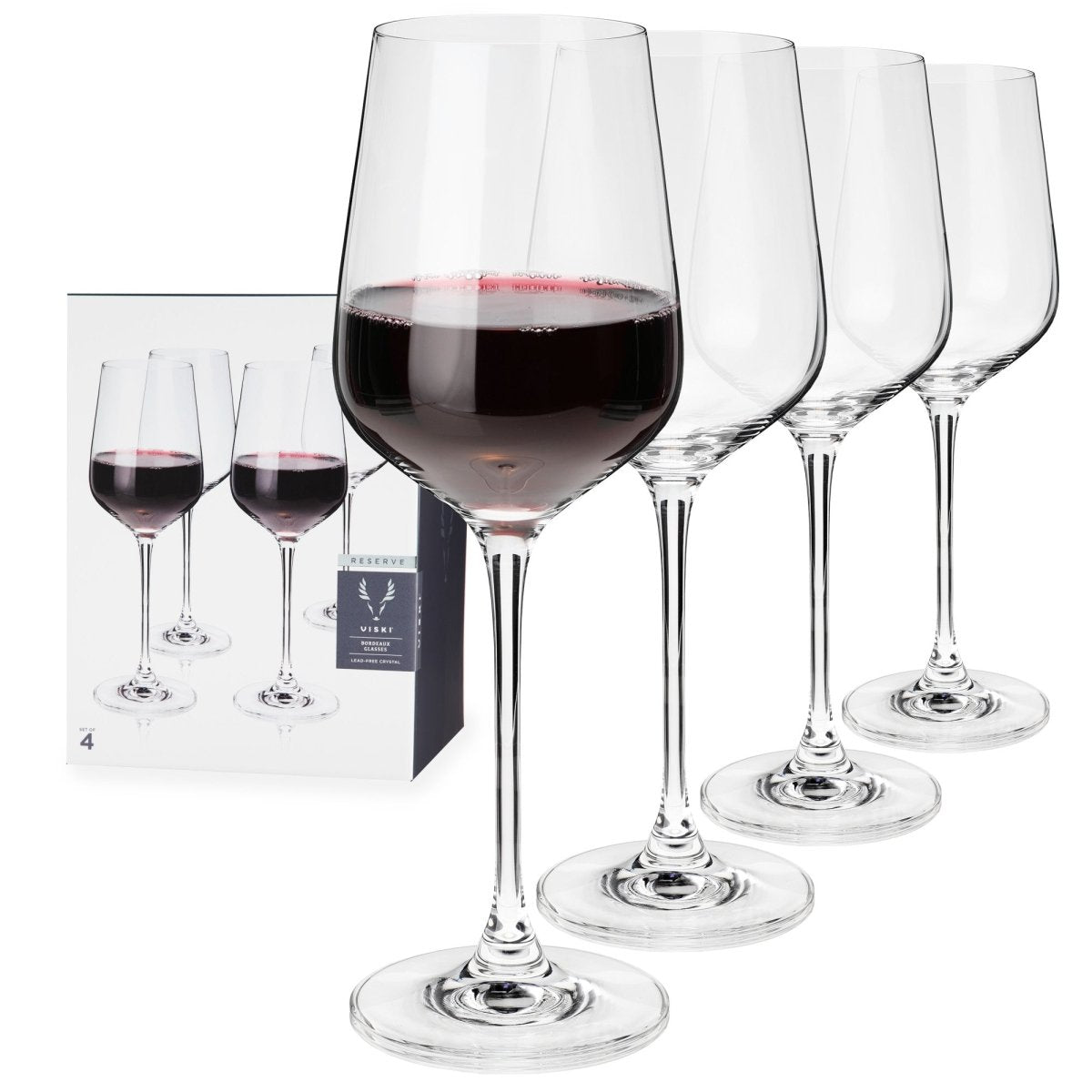 Viski, European Crystal Bordeaux Wine Glass, Set of 4 - Zola