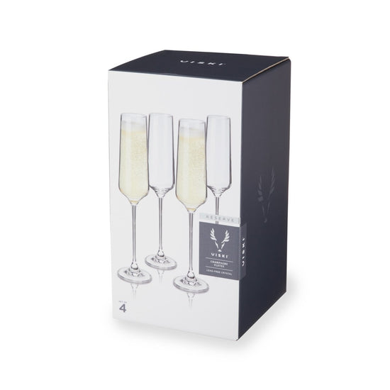 Creativeland Set of 4 LEAD-FREE CRYSTAL Champagne Flutes Glasses