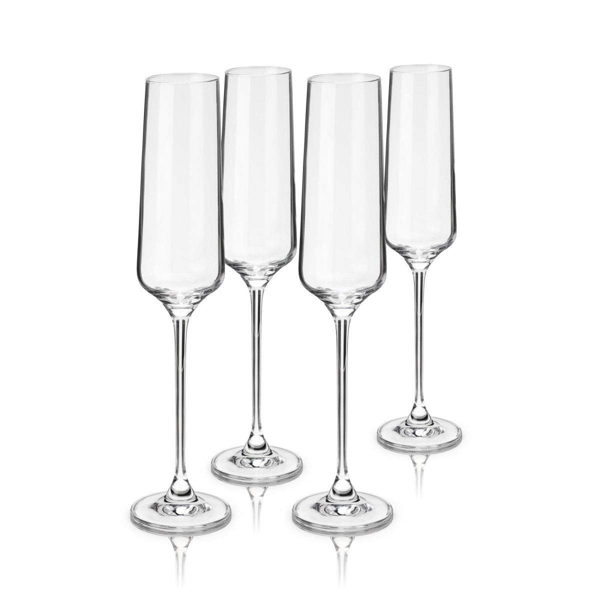 4 Cristal de France Provence Lead Crystal Clear Champagne Flutes NIB