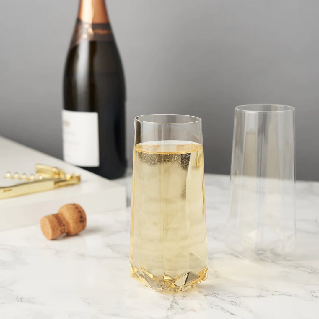 Viski Faceted Crystal Stemless Champagne Flutes, Set of 2 - lily & onyx