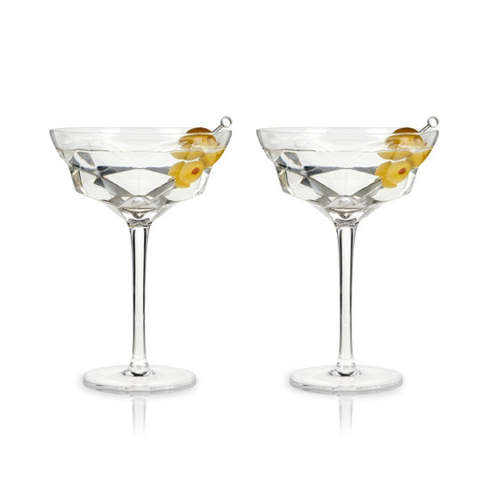Load image into Gallery viewer, Viski Faceted Martini Glasses - lily &amp;amp; onyx
