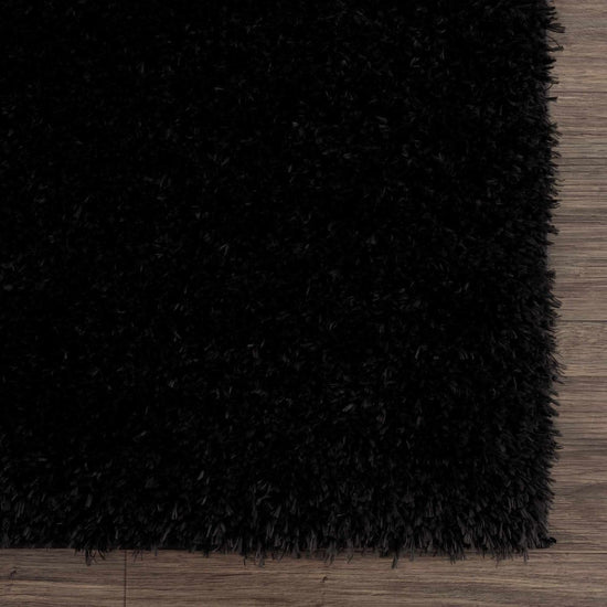 Hauteloom Faina Solid Black Washable Shag Rug - lily & onyx