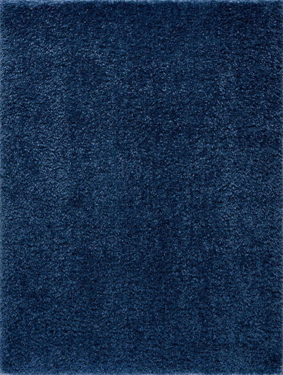 Hauteloom Faina Solid Dark Blue Washable Shag Rug - lily & onyx