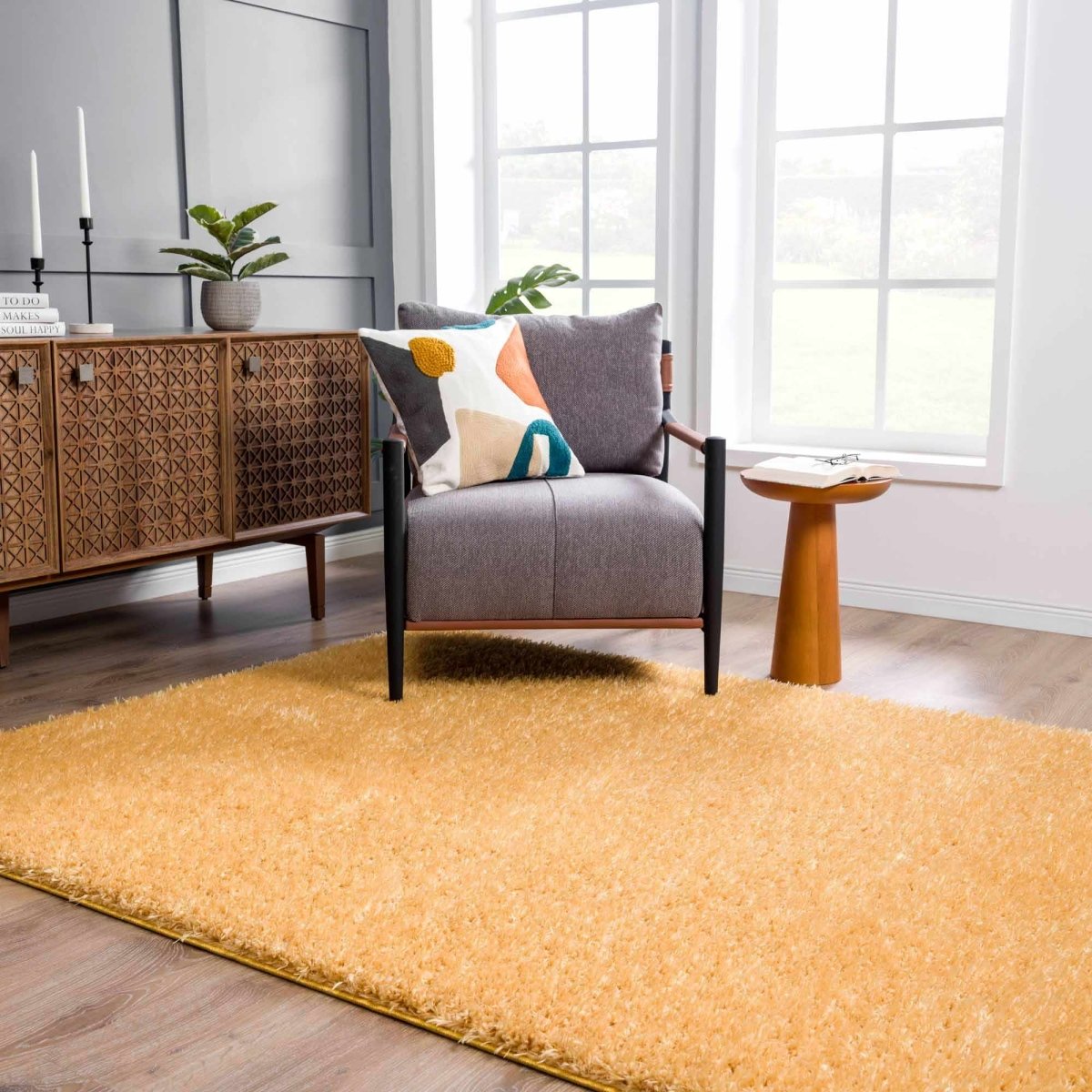 Load image into Gallery viewer, Hauteloom Faina Solid Gold Washable Shag Rug - lily &amp;amp; onyx
