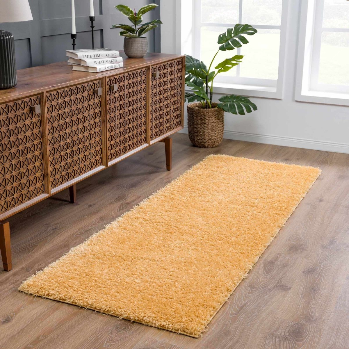 Load image into Gallery viewer, Hauteloom Faina Solid Gold Washable Shag Rug - lily &amp;amp; onyx
