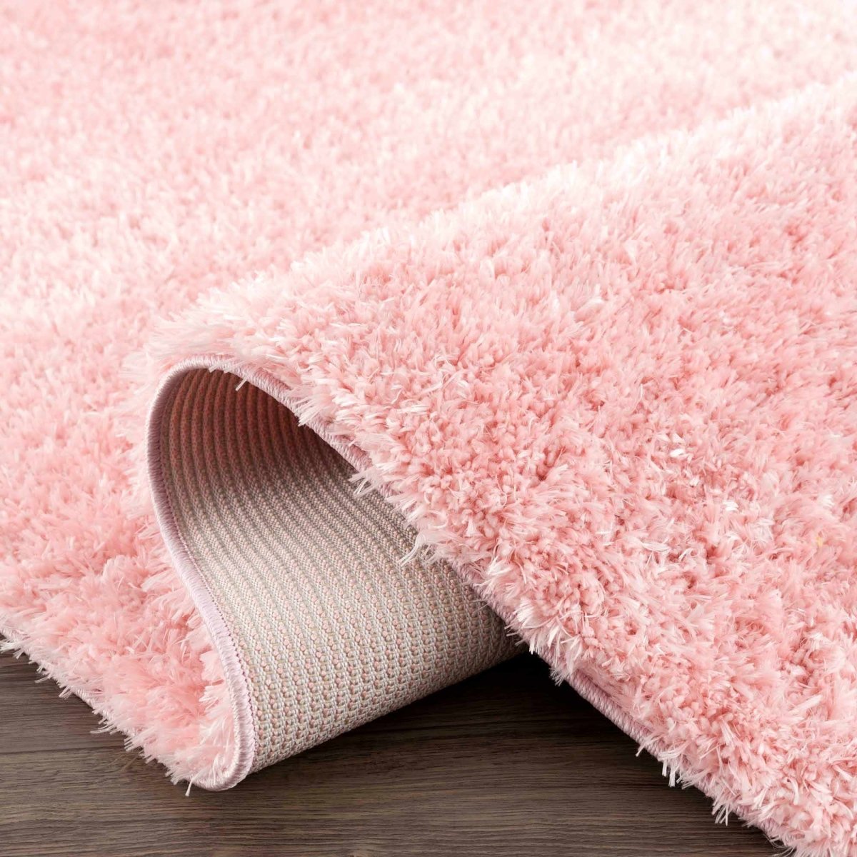 Hauteloom Faina Solid Pink Washable Shag Rug - lily & onyx