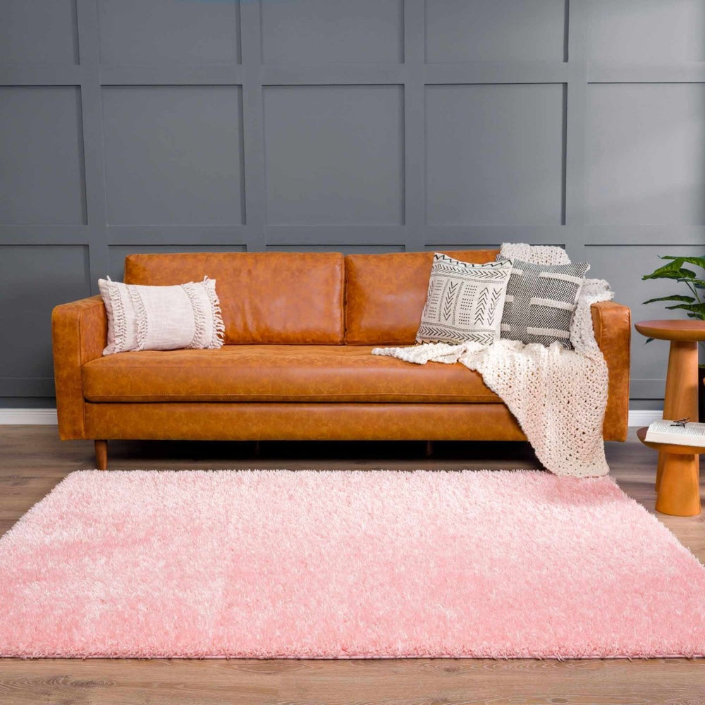 Hauteloom Faina Solid Pink Washable Shag Rug - lily & onyx