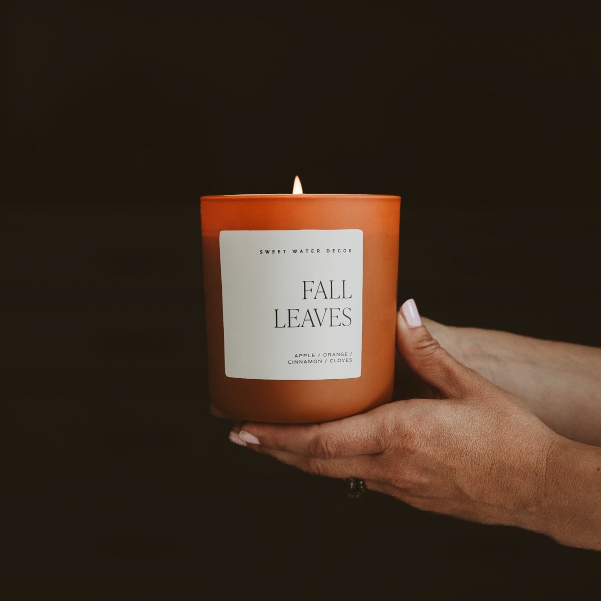 Sweet Water Decor Fall Leaves Soy Candle - Orange Matte Jar - 15 oz - lily & onyx