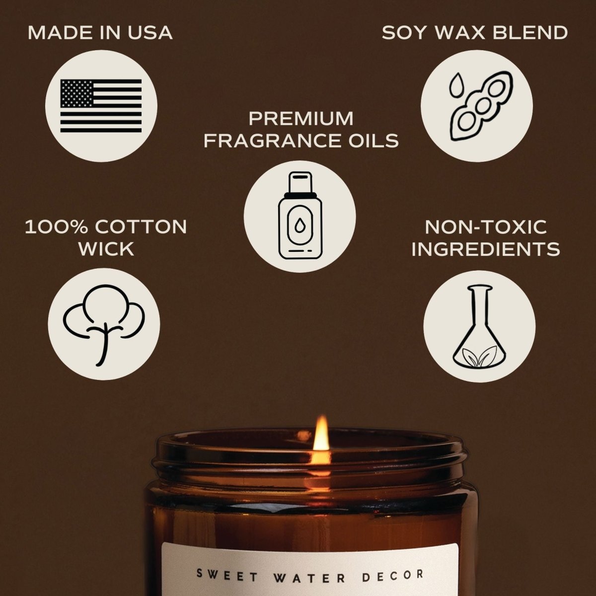 Sweet Water Decor Farmhouse Soy Candle - Amber Jar - 9 oz - lily & onyx