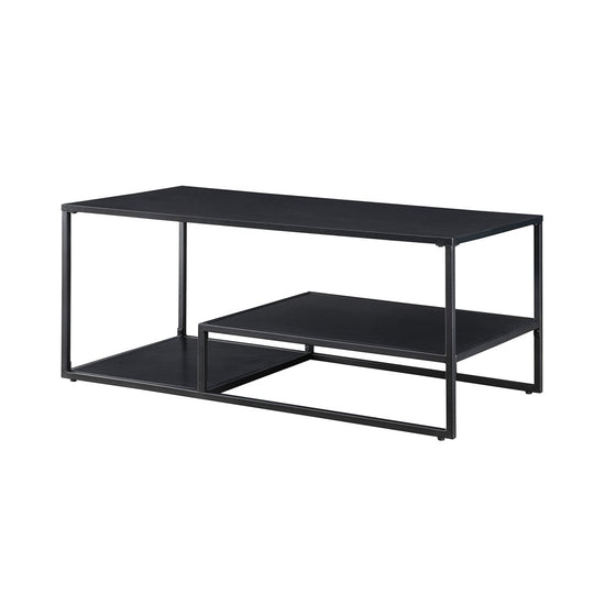 Walker Edison Fasi 40" Metal and Wood Coffee Table with Tiered Shelves - lily & onyx