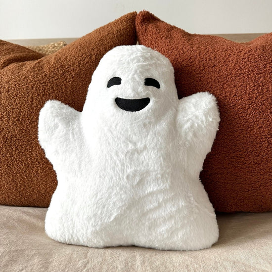 Load image into Gallery viewer, Busa Designs Faux Fur Ghost Pillow - lily &amp;amp; onyx
