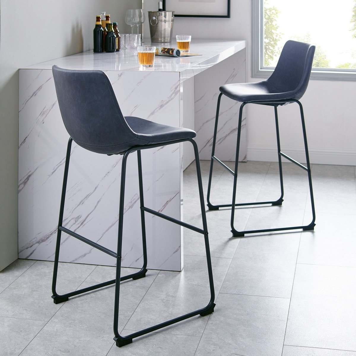Walker Edison Faux Leather Bar Stools - lily & onyx