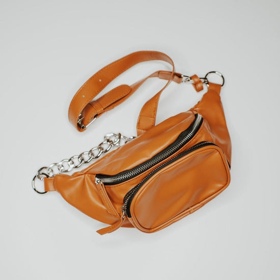 Denim & Daisy Faux Leather Chain Fanny Pack, Ginger - lily & onyx